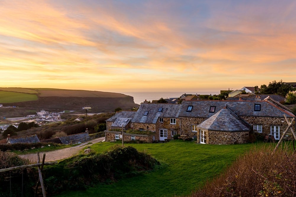 A group of houses on a hill.