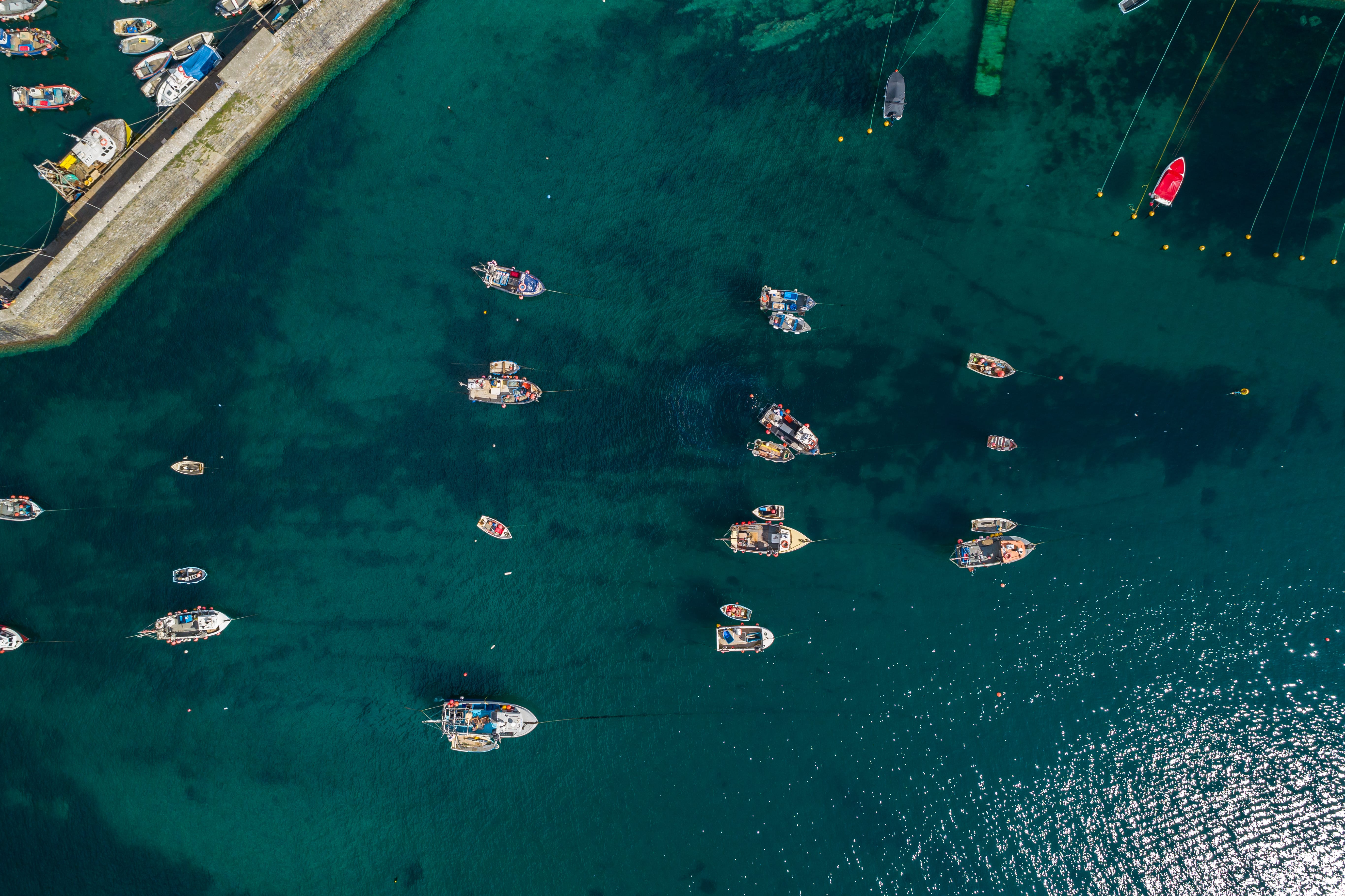 Aerial Cornwall Mevagissey Boats 1
