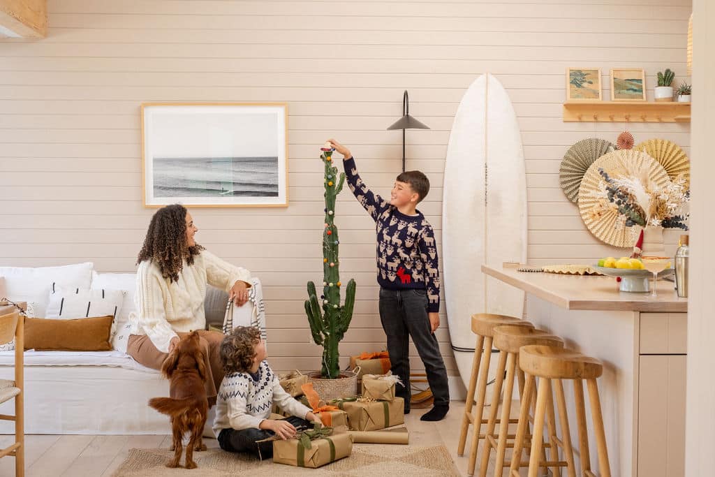 Family around a Christmas cactus
