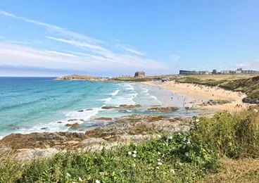 Fistral Beach on a sunny day.