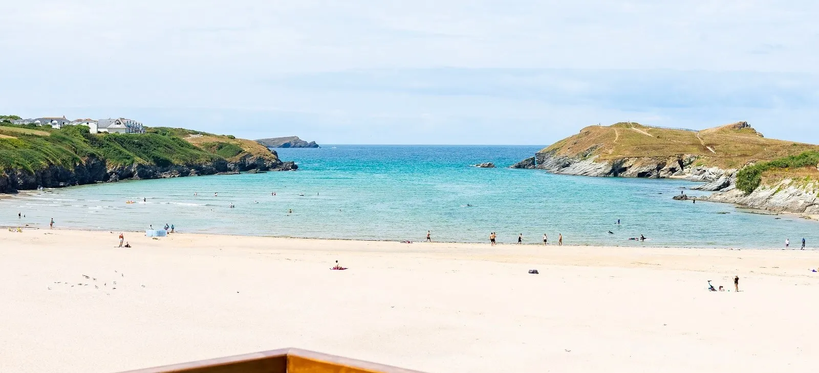 Wide angle shot of a beach.