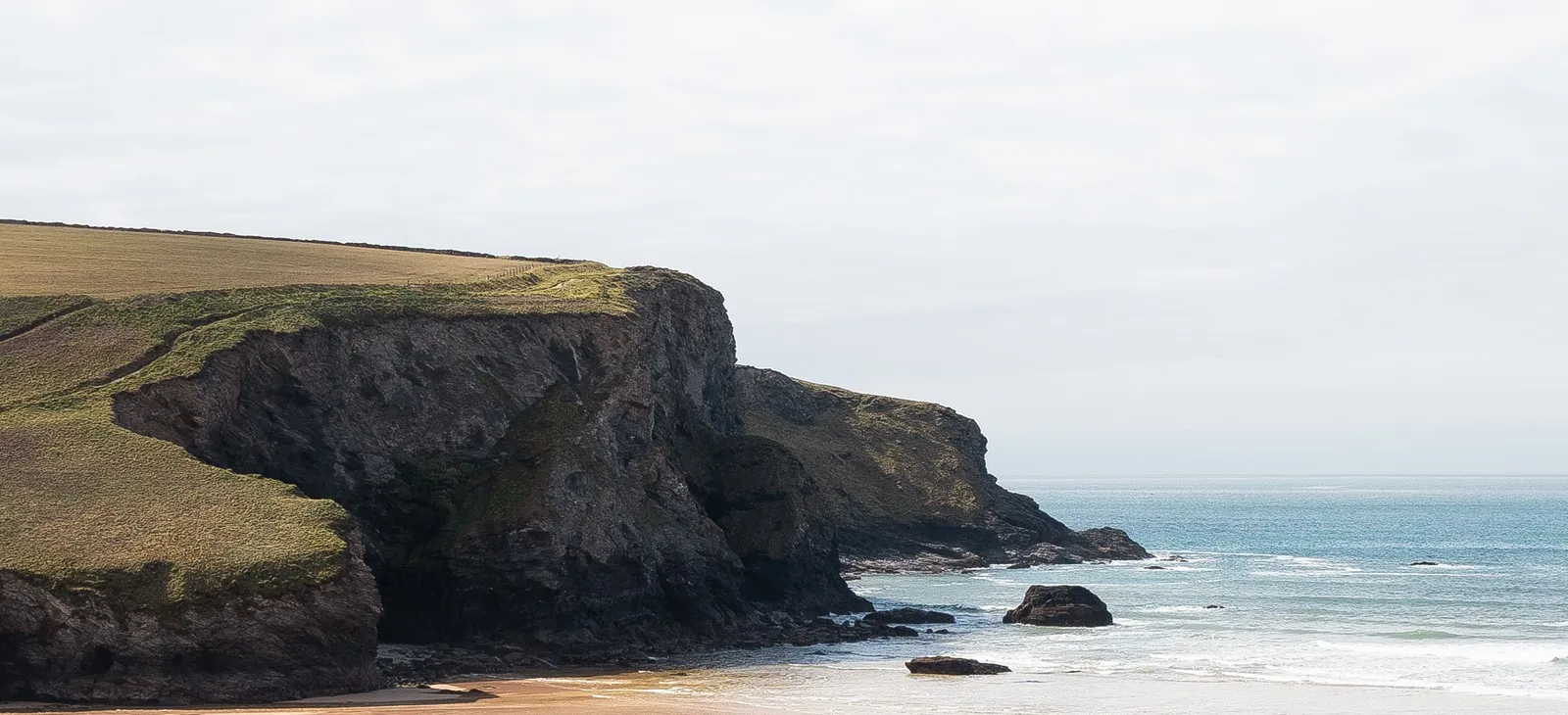 Rocky cliffs overlooking the sea.