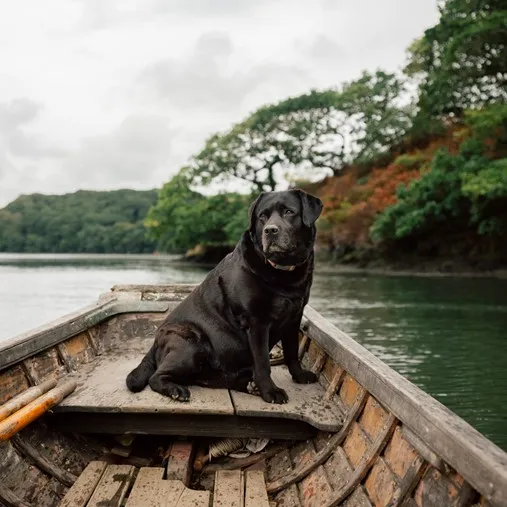 A dog on a beach.