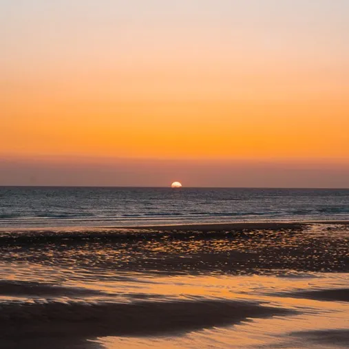 A sunset over the ocean.