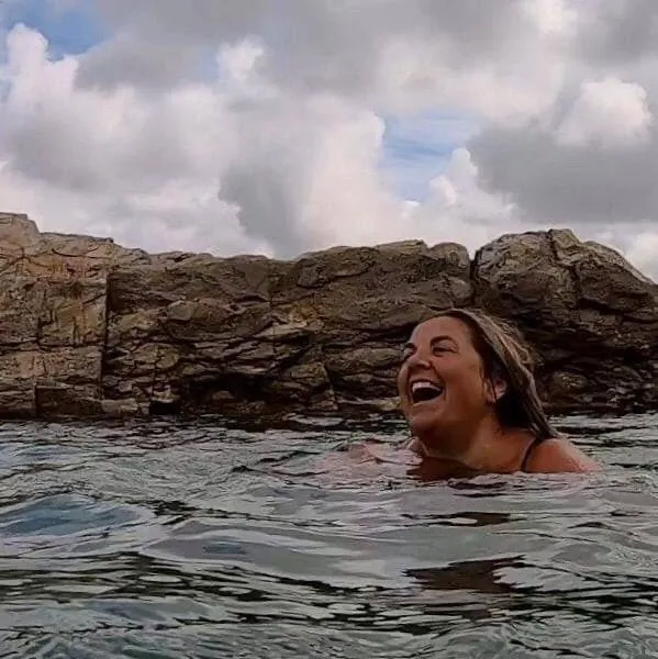 Bluetits swimming in Perranporth in Cornwall