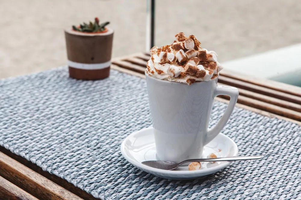 hot chocolate on a table