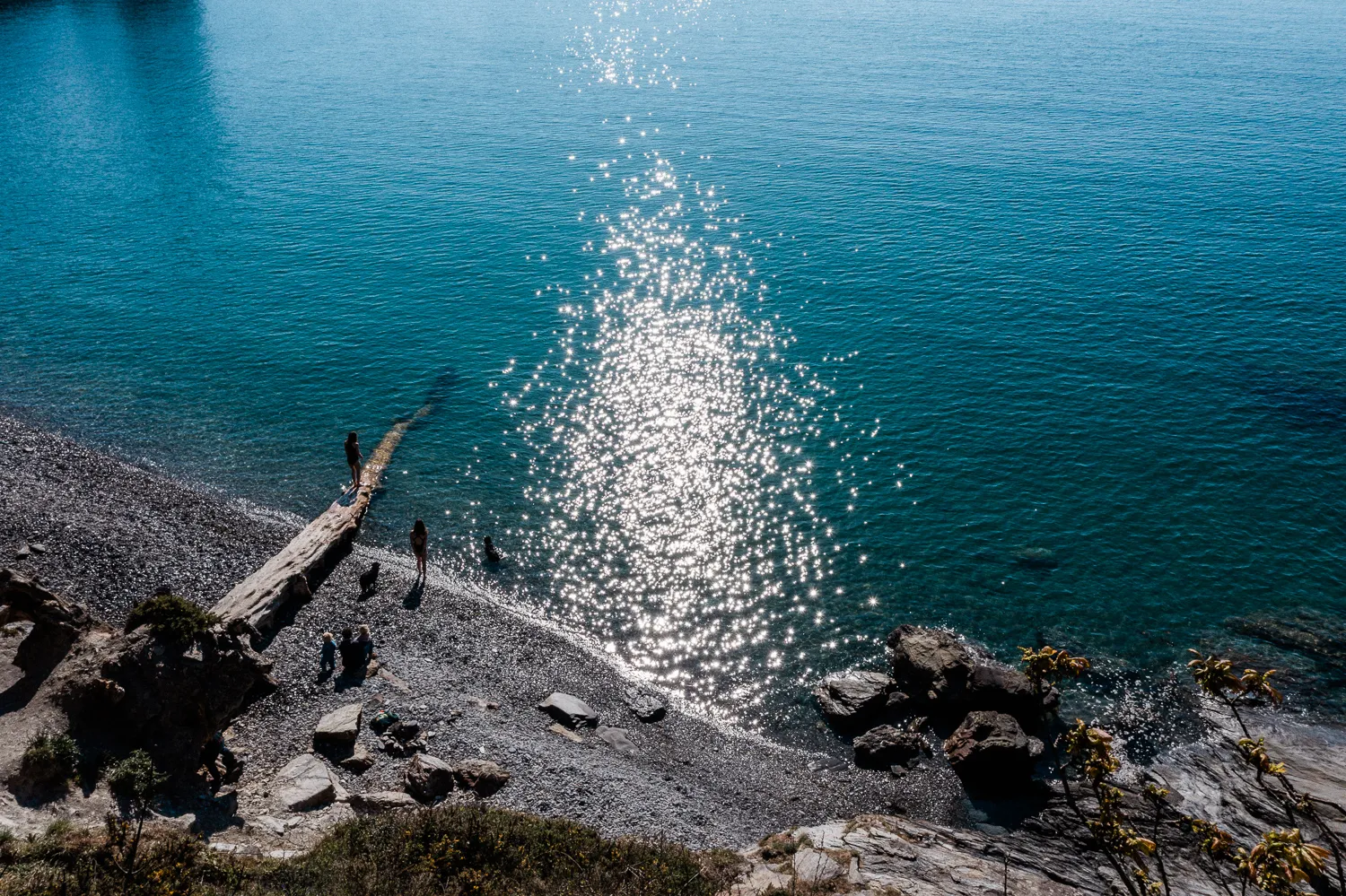 glittering water of a beach in cornwall